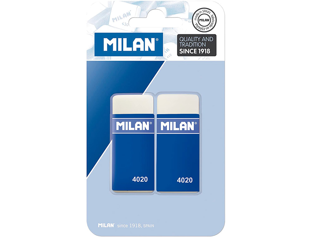 GOMA DE BORRAR MILAN 4020 MIGA DE PAN BLISTER DE 2 UNIDADES