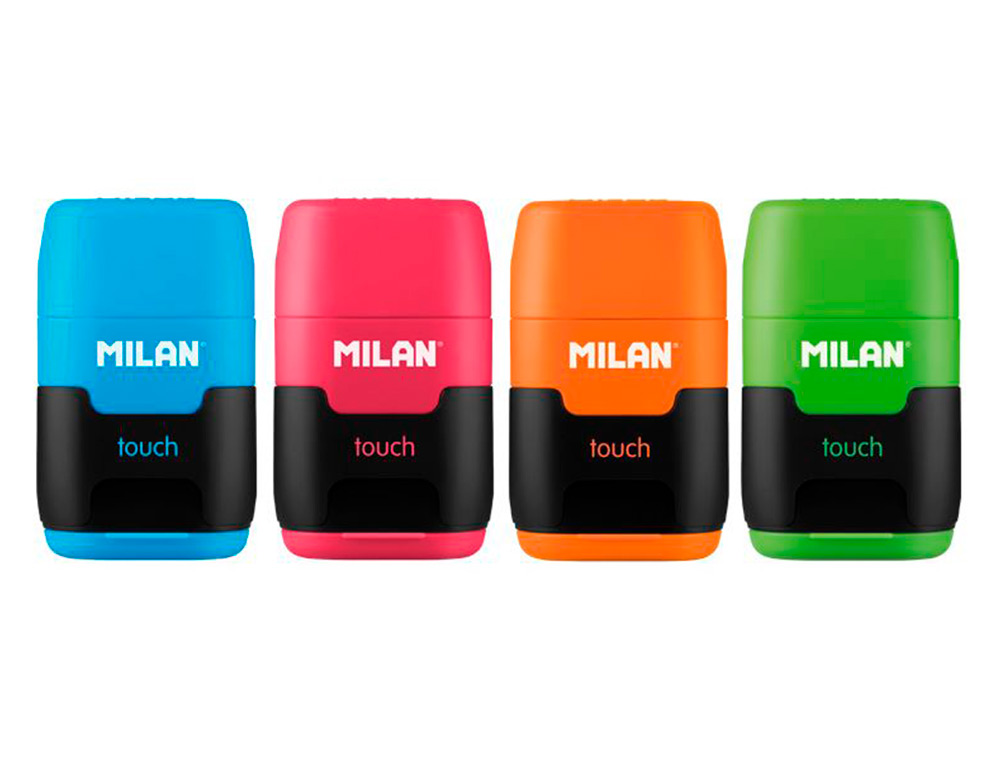 Sacapuntas Milan Compact Touch Duo Plastico 2 Usos con Goma + 2 Recambios  de Goma. Sacapuntas . La Superpapelería