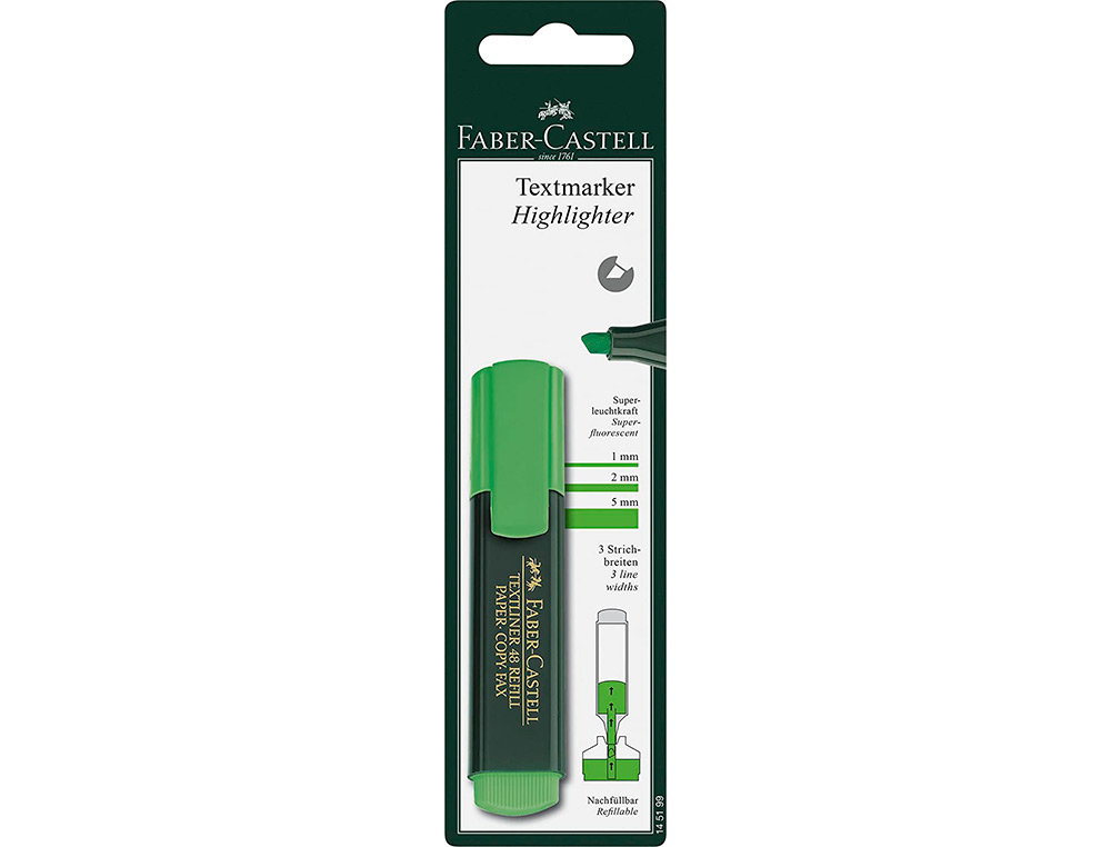 Rotulador faber castell fluorescente textliner 48-63 verde blister de 1 unidad