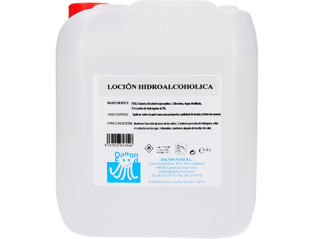 Gel hidroalcoholico para manos limpia y desinfecta sin aclarado garrafa 5 litros