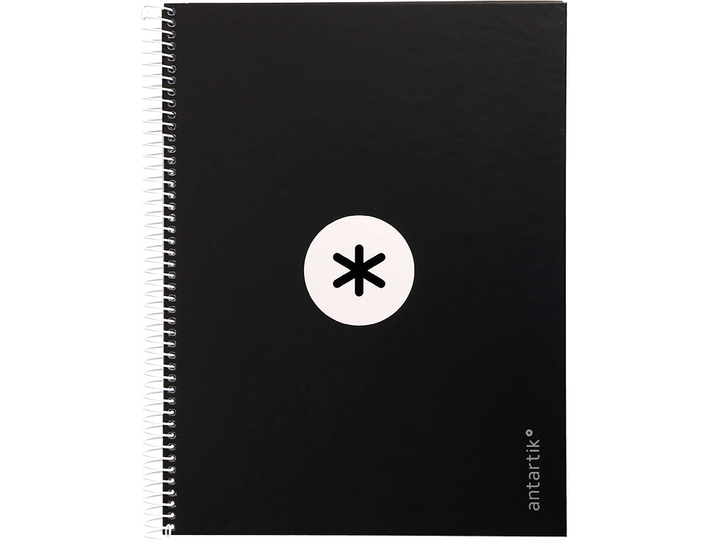 Cuaderno espiral liderpapel a4 micro antartik tapa forrada 80h 90 gr cuadro 5mm 1 banda 4 taladros negro