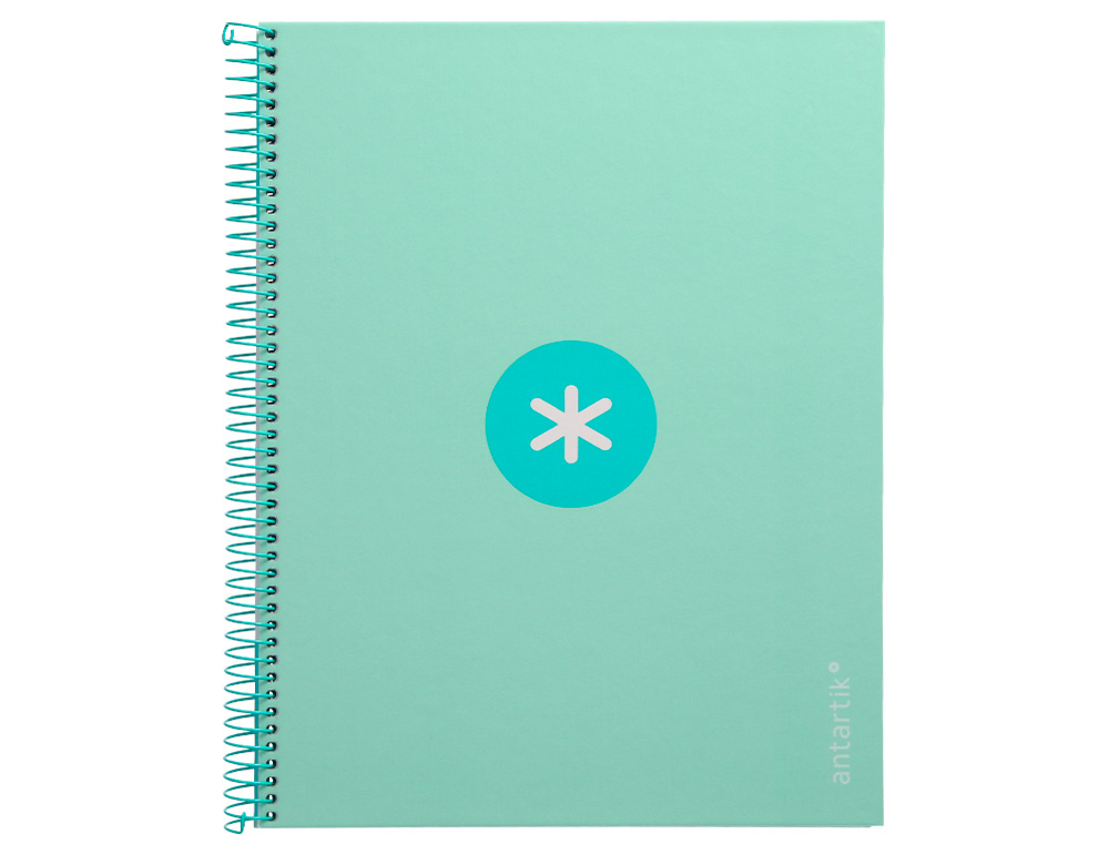 Cuaderno espiral liderpapel a4 micro antartik tapa forrada 80h 90 gr cuadro 5mm 1 banda 4 taladros menta