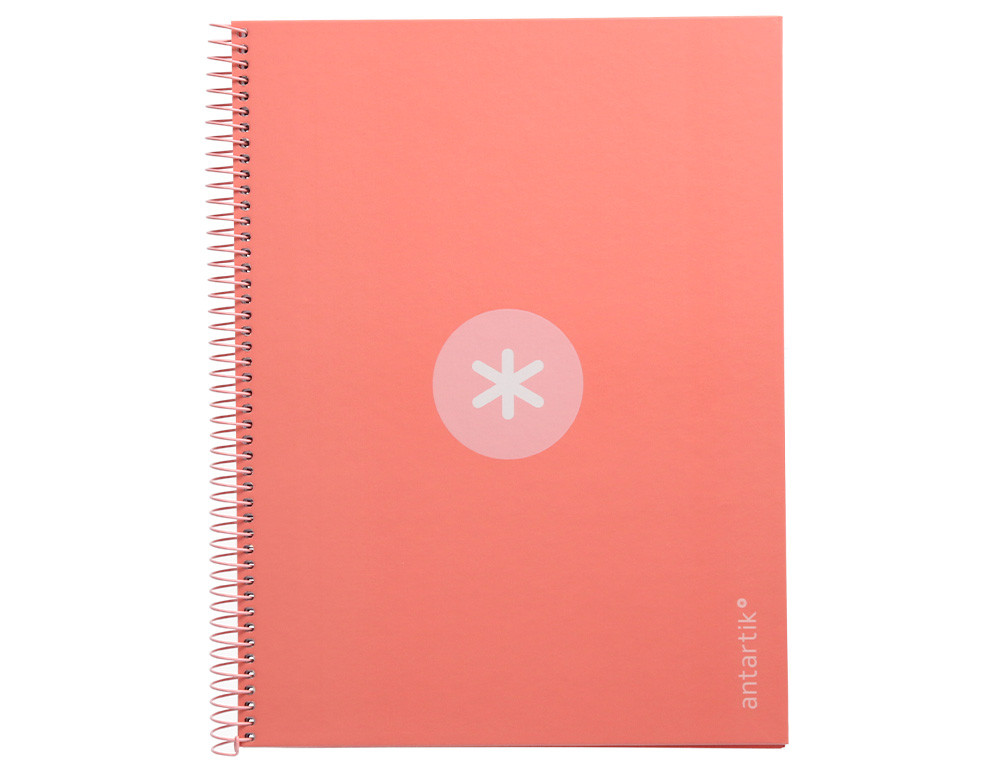 Cuaderno espiral liderpapel a4 micro antartik tapa forrada 80h 90 gr cuadro 5mm 1 banda 4 taladros rosa claro