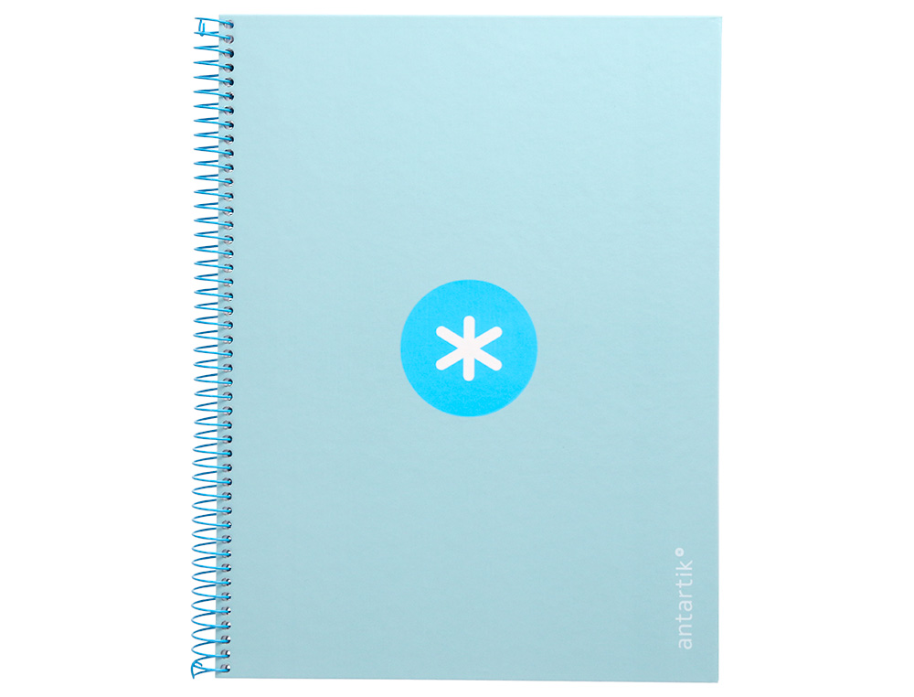 Cuaderno espiral liderpapel a4 micro antartik tapa forrada 80h 90 gr cuadro 5mm 1 banda 4 taladros celeste