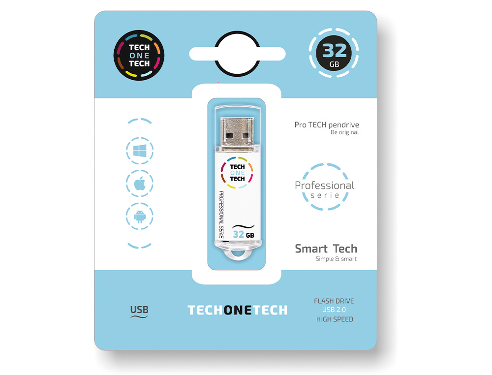 Memoria usb tech on tech serie profesional tech white 32 gb