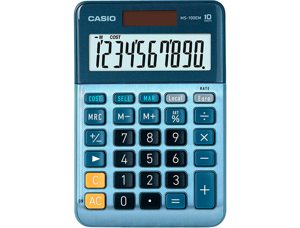 Calculadora casio ms-100em sobremesa 10 digitos tx +/- tecla doble cero color azul