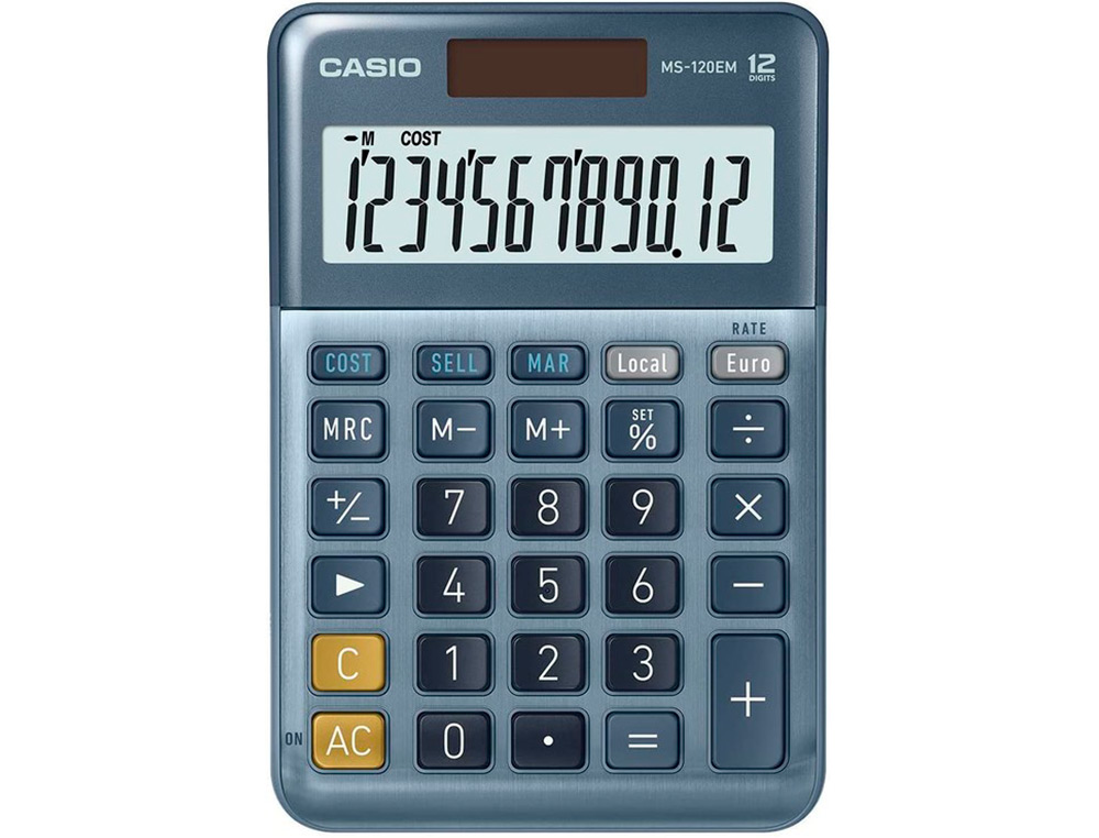 Calculadora casio ms-120em sobremesa 12 digitos tx +/- tecla doble cero color azul