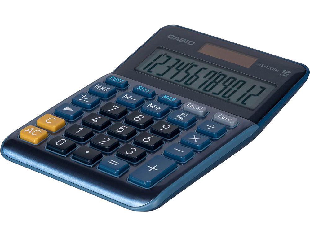 CALCULADORA CASIO MS-120EM SECRETARIA 12 DIGITOS TX +/- TECLA DUPLO ZERO COR AZUL
