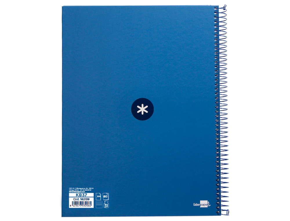 CUADERNO ESPIRAL A4 MICRO ANTARTIK TAPA FORRADA80H 90 GR HORIZONTAL 1 BANDA 4 TALADROS COLOR AZUL OSCURO