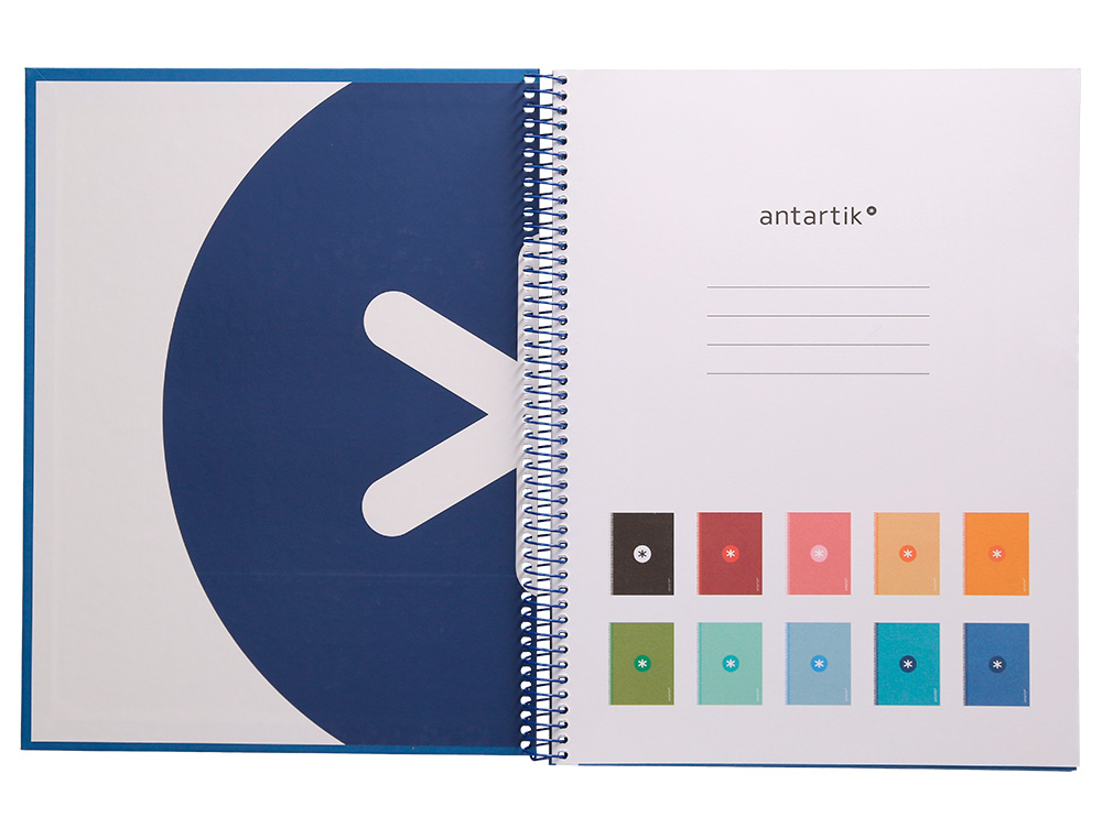 CUADERNO ESPIRAL A4 MICRO ANTARTIK TAPA FORRADA80H 90 GR HORIZONTAL 1 BANDA 4 TALADROS COLOR AZUL OSCURO