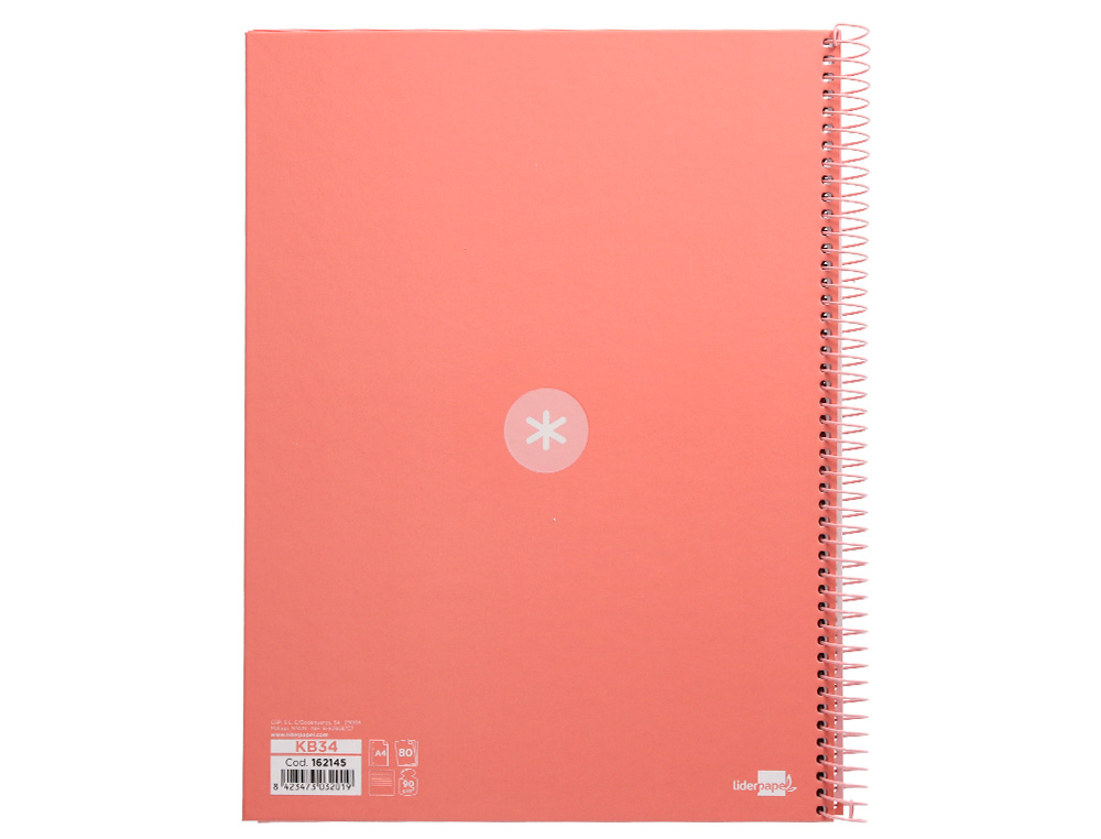 CUADERNO ESPIRAL A4 MICRO ANTARTIK TAPA FORRADA80H 90 GR HORIZONTAL 1 BANDA 4 TALADROS COLOR ROSA CLARO