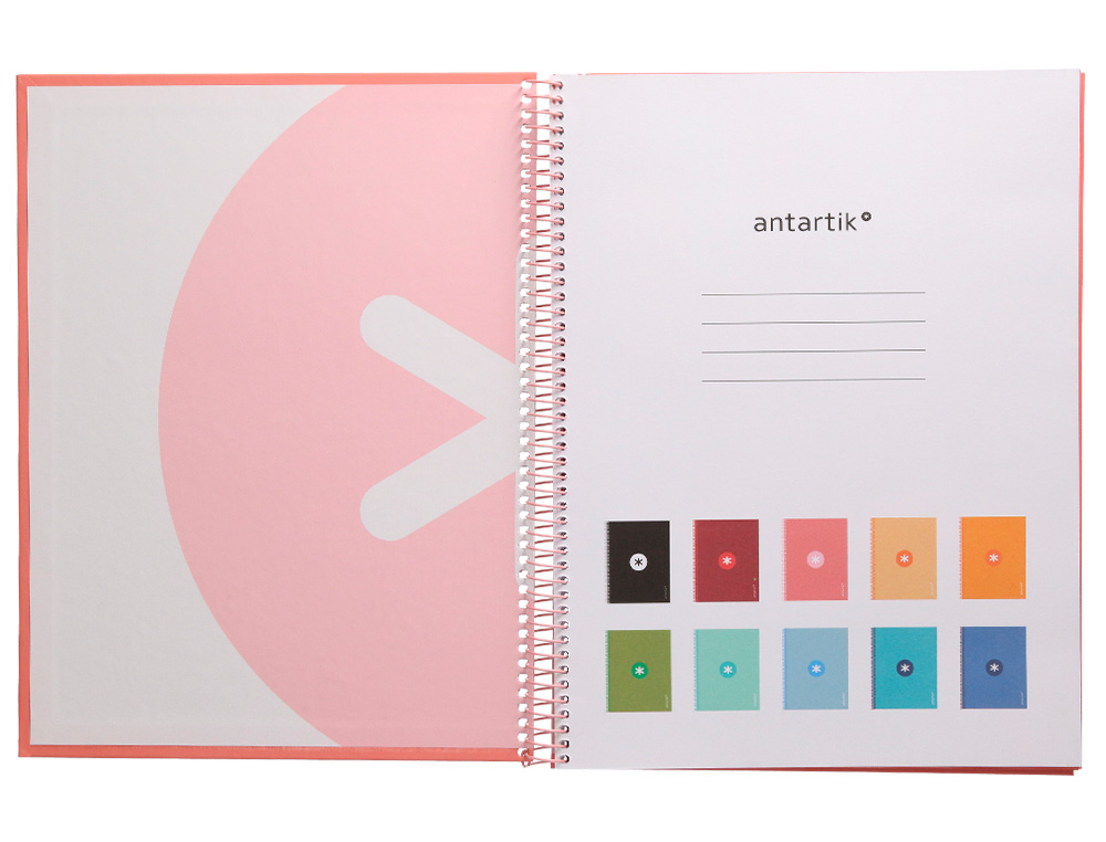 CUADERNO ESPIRAL A4 MICRO ANTARTIK TAPA FORRADA80H 90 GR HORIZONTAL 1 BANDA 4 TALADROS COLOR ROSA CLARO