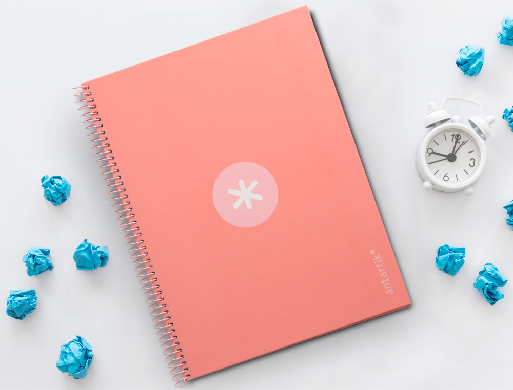 CUADERNO ESPIRAL A4 MICRO ANTARTIK TAPA FORRADA80H 90 GR HORIZONTAL 1 BANDA 4 TALADROS COLOR ROSA CLARO