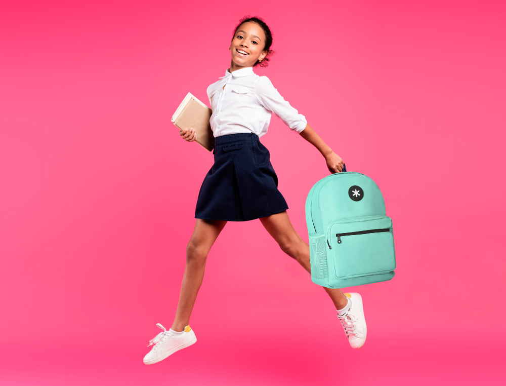 MOCHILA ANTARTIK CON ASA Y BOLSILLO FRONTAL CON CREMALLERA COLOR VERDE MENTA 320X140X430 MM