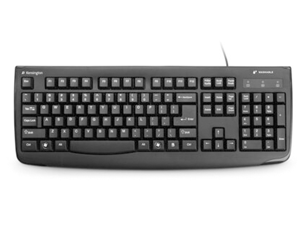 TECLADO KENSINGTON PRO FIT LAVABLE 104 TECLAS CON CABLE COLOR NEGRO 455X220X40 MM