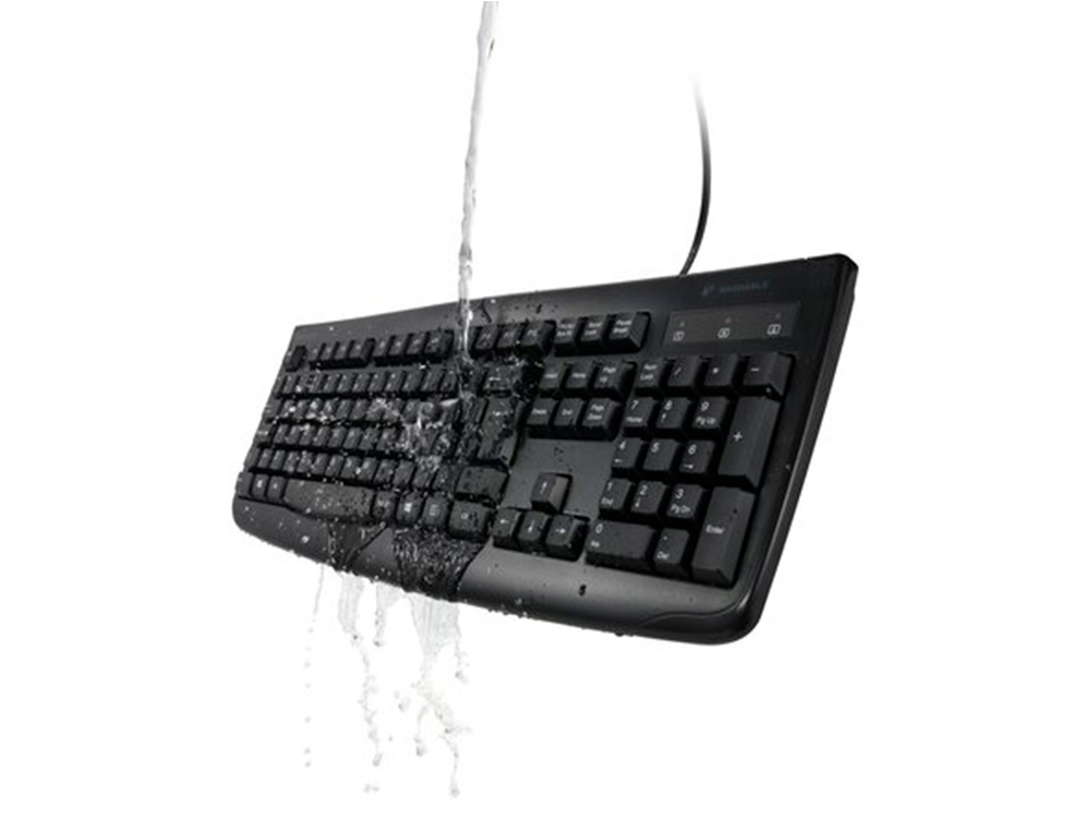 TECLADO KENSINGTON PRO FIT LAVABLE 104 TECLAS CON CABLE COLOR NEGRO 455X220X40 MM