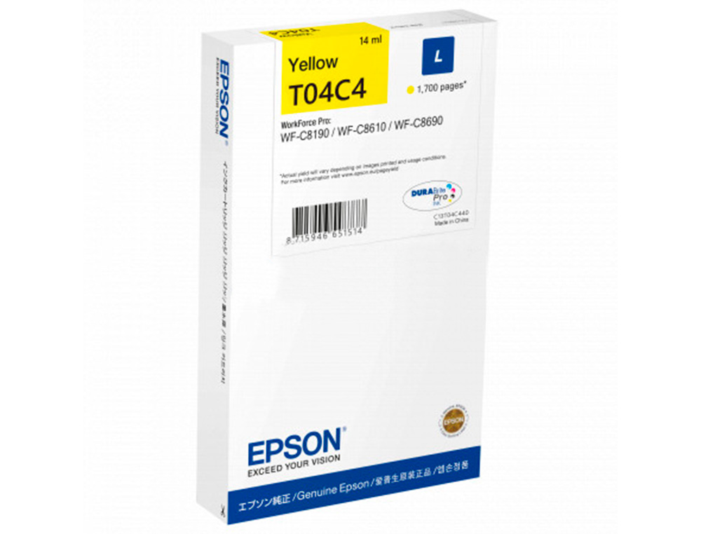 Ink-jet epson t04c4 amarillo 1700 paginas