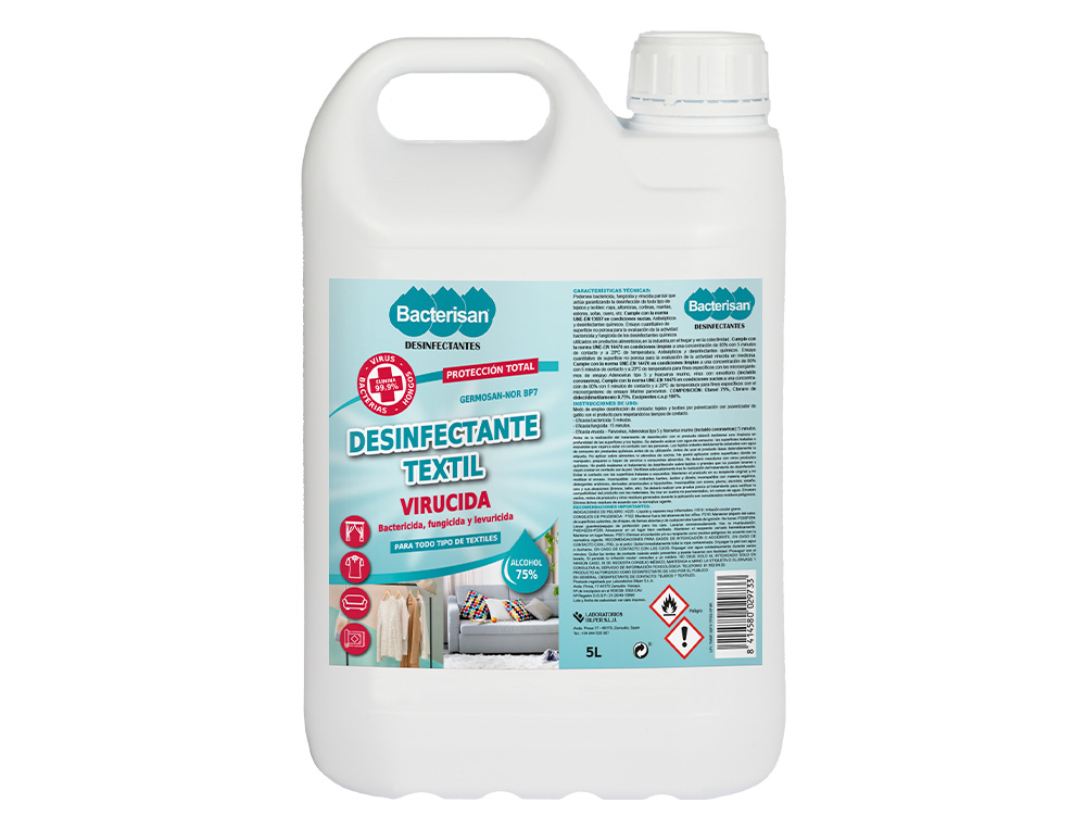 Desinfectante bacterisan germosan-nor bp7 virucida para textil garrafa de 5 litros