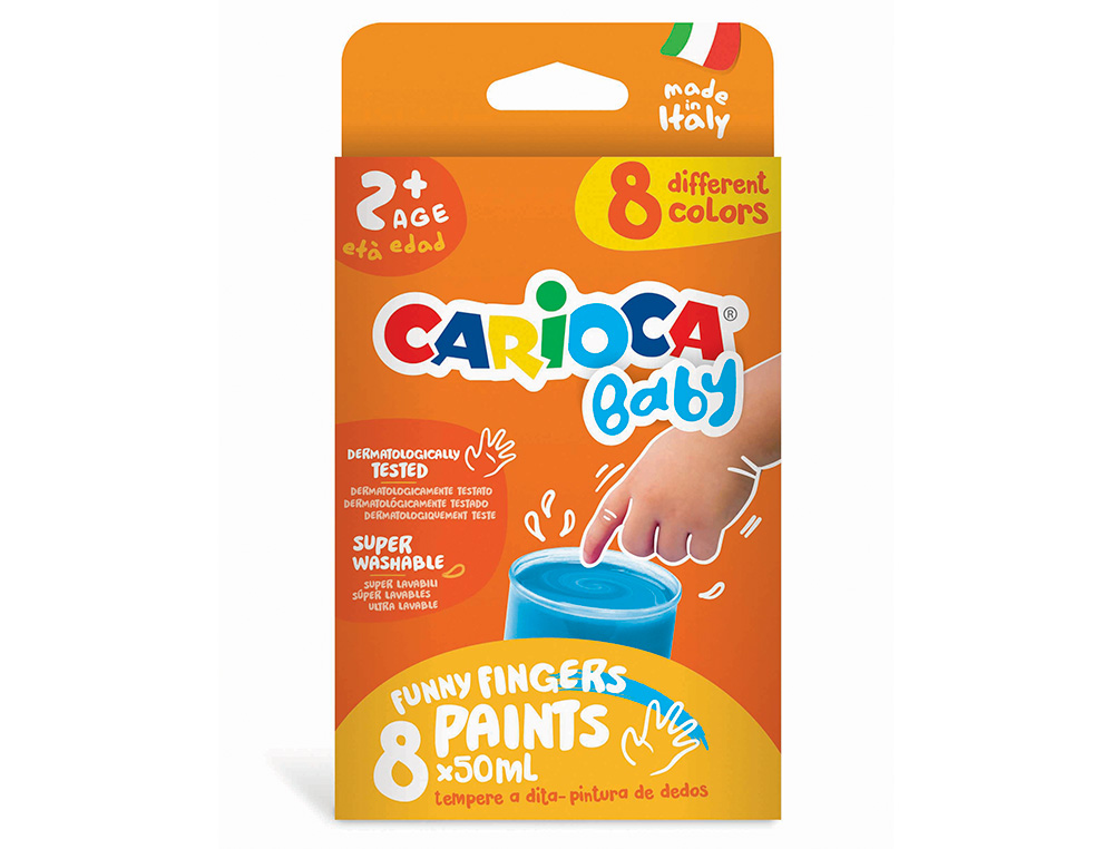 Pintura a dedos carioca baby 50 ml caja de 8 colores surtidos