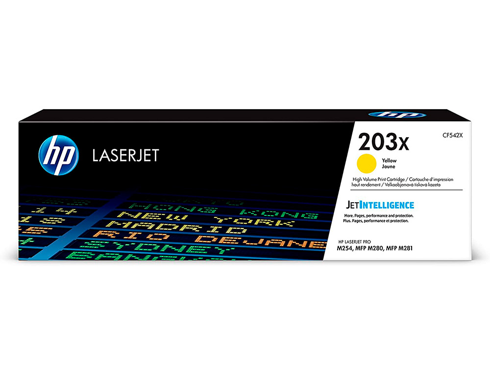 Toner hp laserjet 203x m254dw / 280nw / 281fdw amarillo 2500 paginas