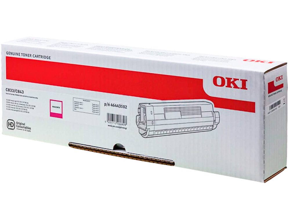 Toner oki laser 46443102 c833 / c843 magenta 10000 paginas