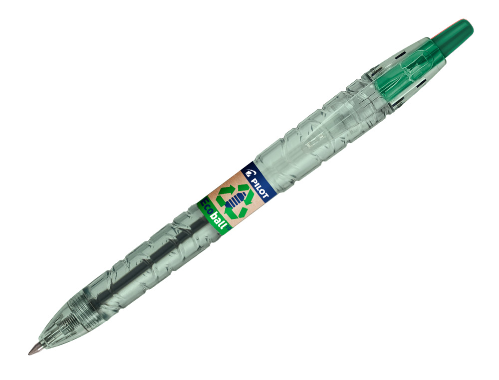 Boligrafo pilot ecoball plastico reciclado tinta aceite punta de bola 1 mm color verde