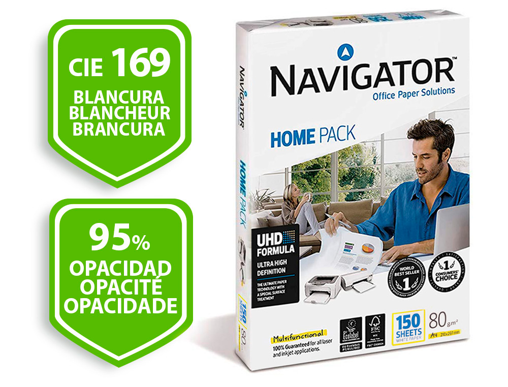 Papel fotocopiadora navigator din a4 80 gramos paquete de 150 hojas