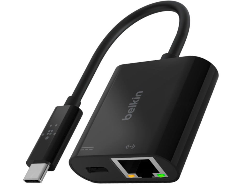 Adaptador belkin inc001btbk usb-c a ethernet + carga 60w color negro