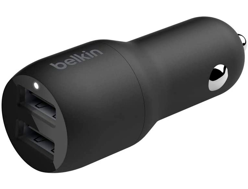 Cargador para coche belkin ccb001btbk doble usb-a 24w 12w x2 color negro