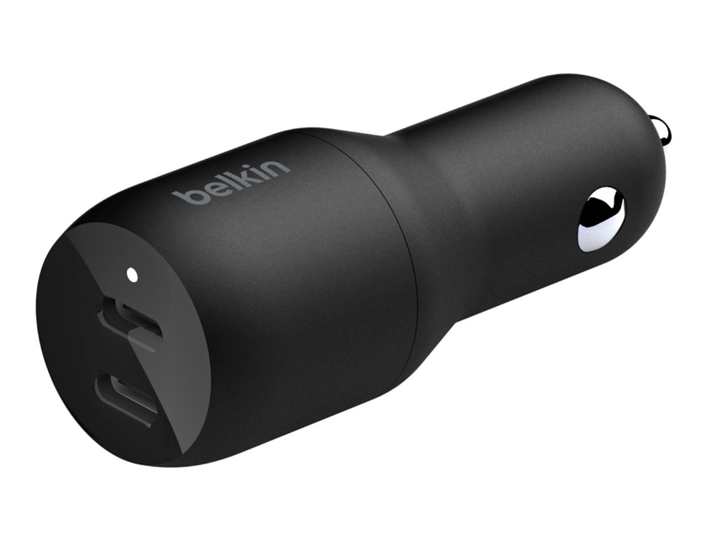 Cargador para coche belkin ccb002btbk doble usb-c pd 36w 18w x2 boost charge color negro