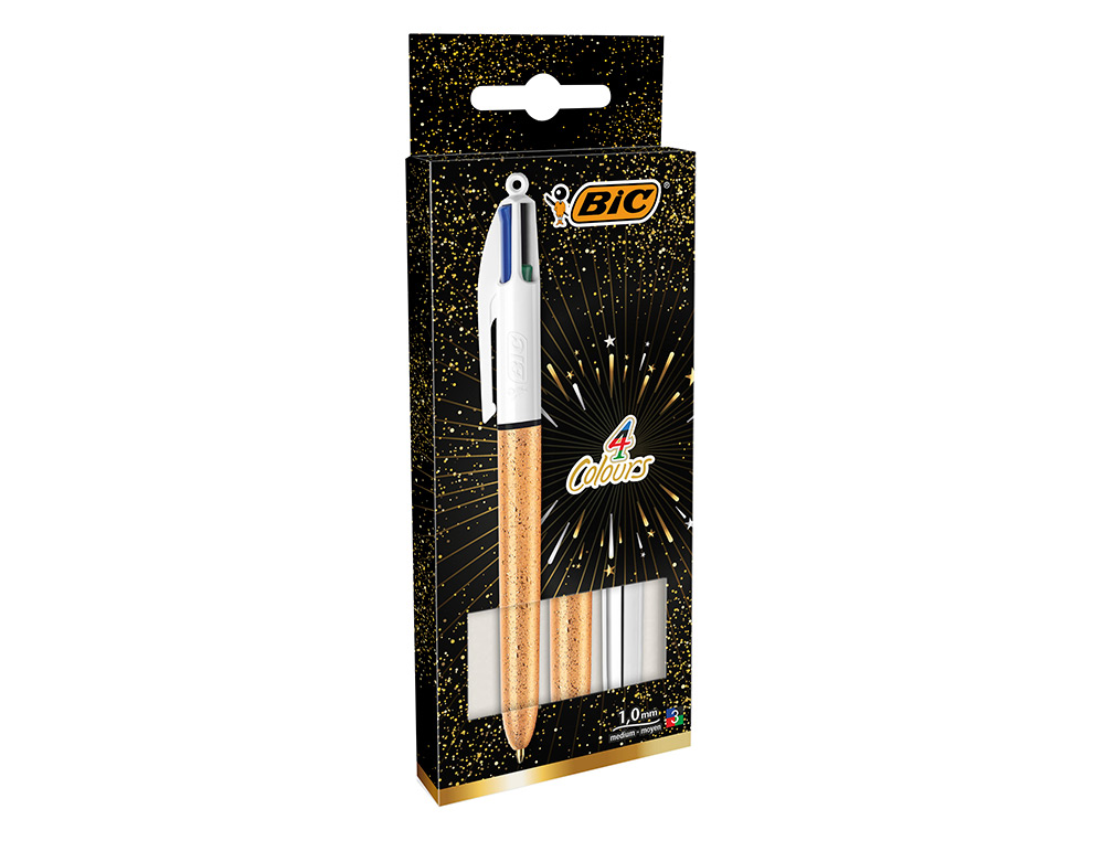 Boligrafo bic cuatro colores set regalo 50 aniversario 2 unidades shine color oro mate + 1 unidad shine color plata