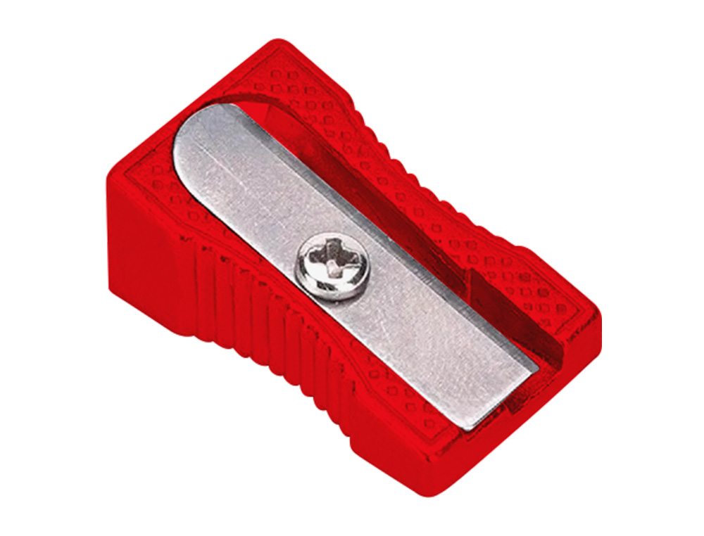 Sacapuntas liderpapel metalico cuña 1 uso color rojo