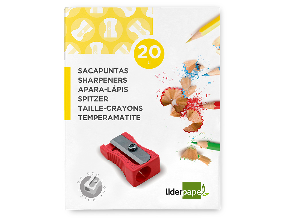 SACAPUNTAS LIDERPAPEL METALICO CUÑA 1 USO COLOR ROJO