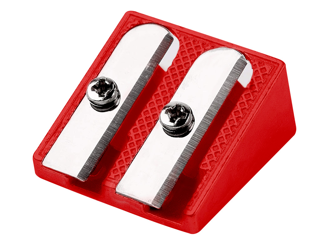 Sacapuntas liderpapel metalico cuña 2 usos color rojo