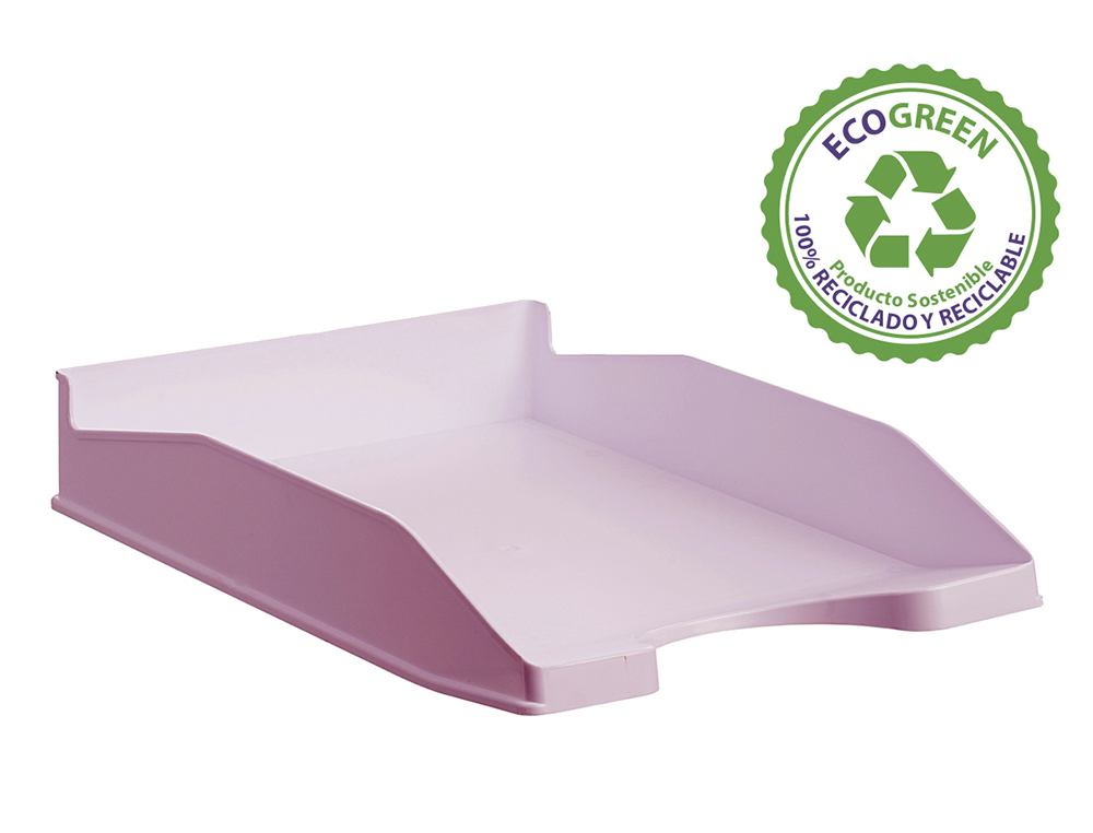 Bandeja sobremesa archivo 2000 ecogreen plastico 100% reciclado apilable formatos din a4 y folio color rosa