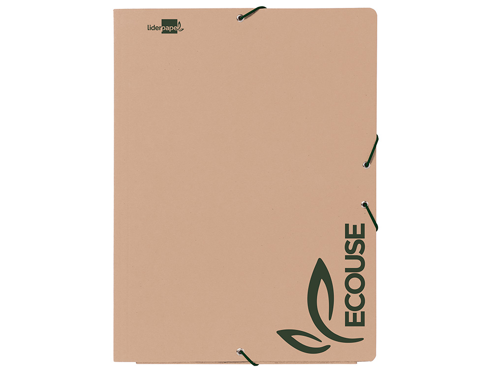 Carpeta liderpapel gomas din a4+ 3 solapas ecouse cartulina 400 g/m2 color kraft marron