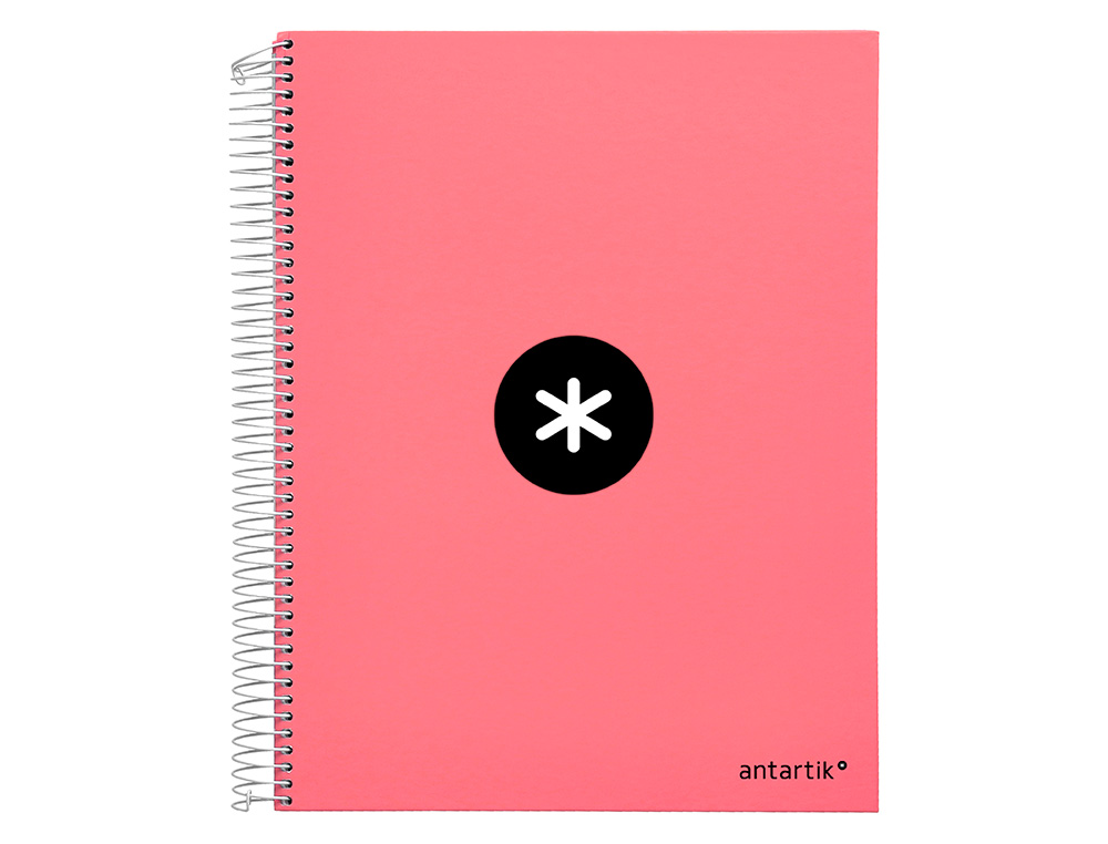 Cuaderno espiral liderpapel a4 micro antartik tapa forrada 120h 100 gr liso 5 bandas 4 taladros color coral