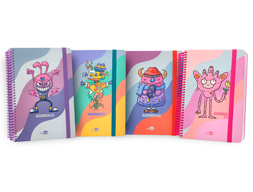 Agenda escolar liderpapel curso 22-23 classic din a5 tetralingue dia pagina espiral cierre con goma