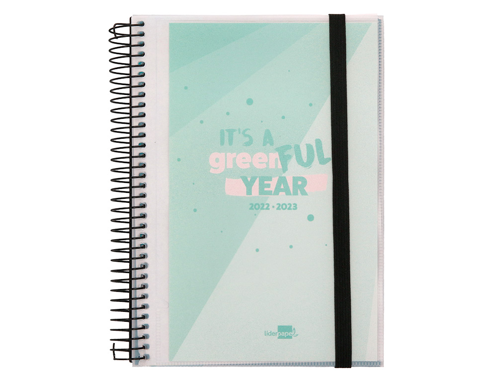 Agenda escolar liderpapel curso 22-23 college classic din a5 bilingue dia pagina polipropileno menta