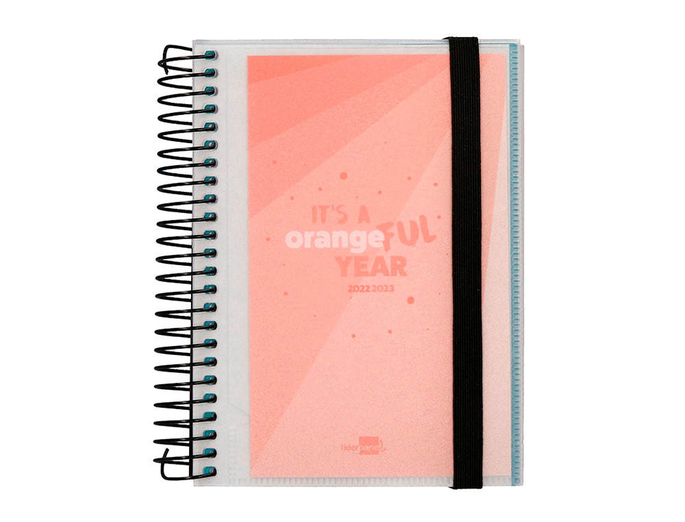 Agenda escolar liderpapel curso 22-23 college classic mini bilingue dia pagina polipropileno naranja
