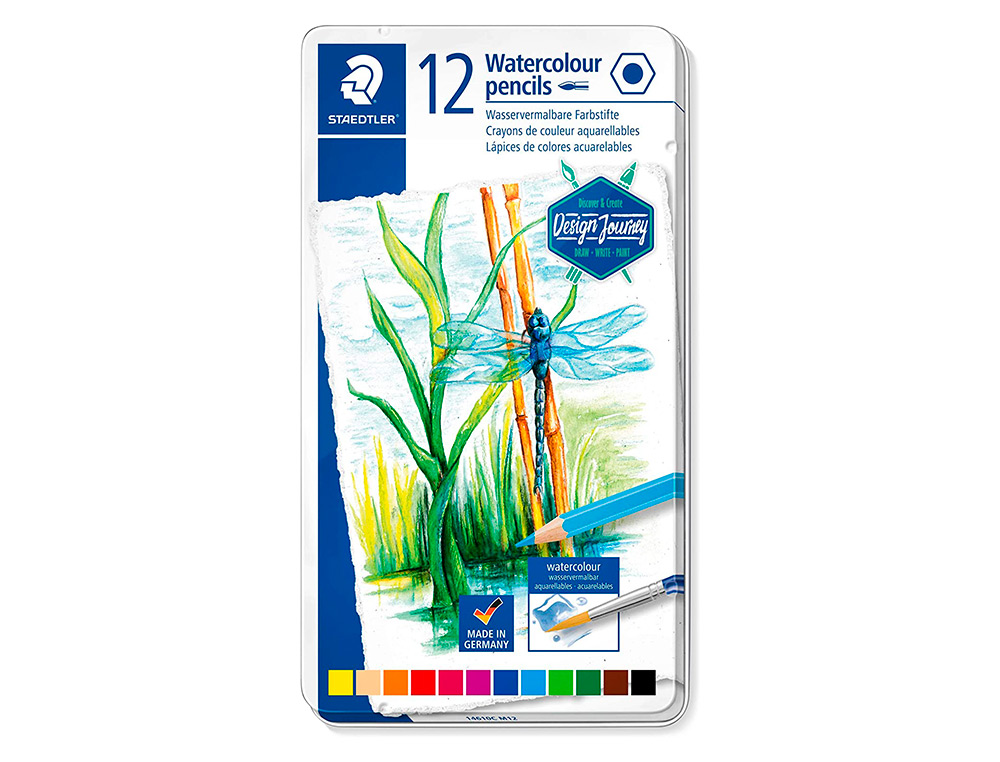 Lapices de colores staedtler acuarelables caja metal de 12 unidades colores surtidos