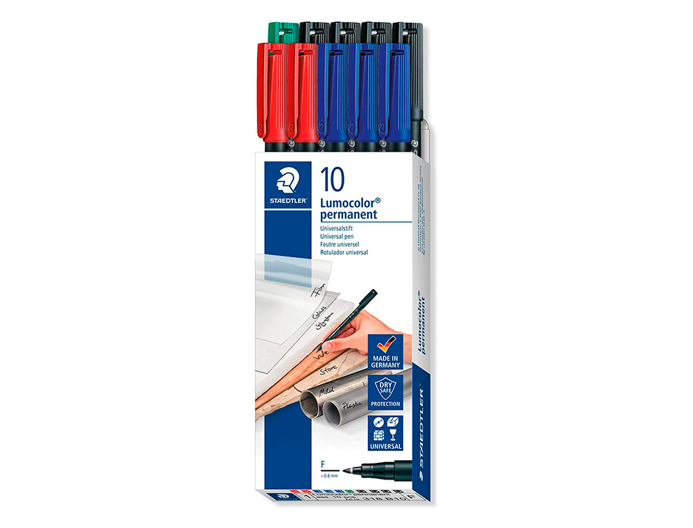 Rotulador staedtler lumocolor retroproyeccion punta de fibra 318 caja de 10 unidades colores surtido