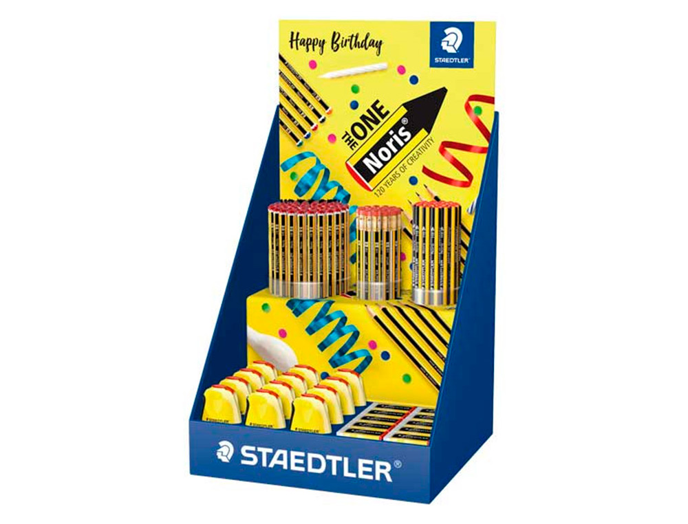 Expositor sobremesa staedtler noris 120 diseño feliz aniversario 152 unidades surtidas 383x382x250 mm