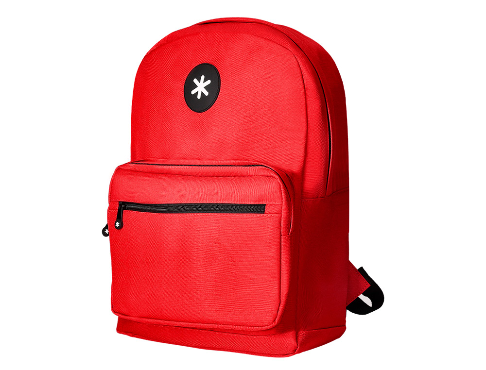 Cartera antartik mochila con asa y bolsillo frontal concremallera color rojo 320x140x430 mm