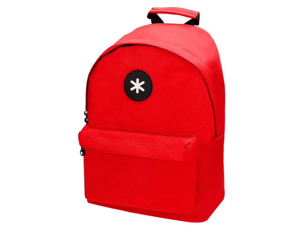 Cartera antartik mochila con asa y bolsillos con cremallera color rojo 310x160x410 mm