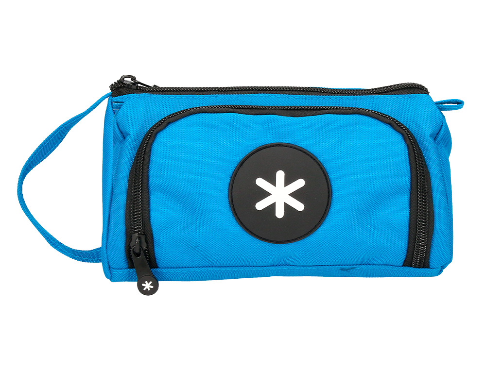 Bolso escolar portatodo antartik con bolsillo delantero desplegable color azul 110x85x200 mm