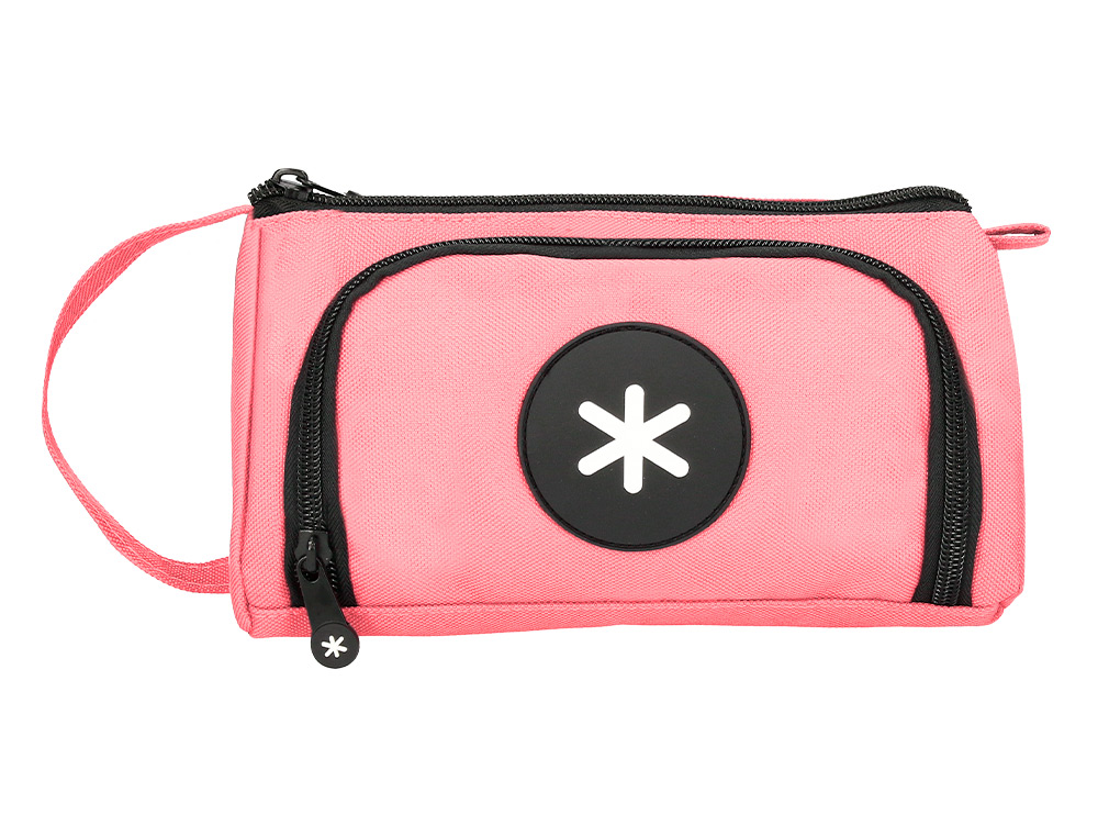 Bolso escolar portatodo antartik con bolsillo delantero desplegable color coral 110x85x200 mm