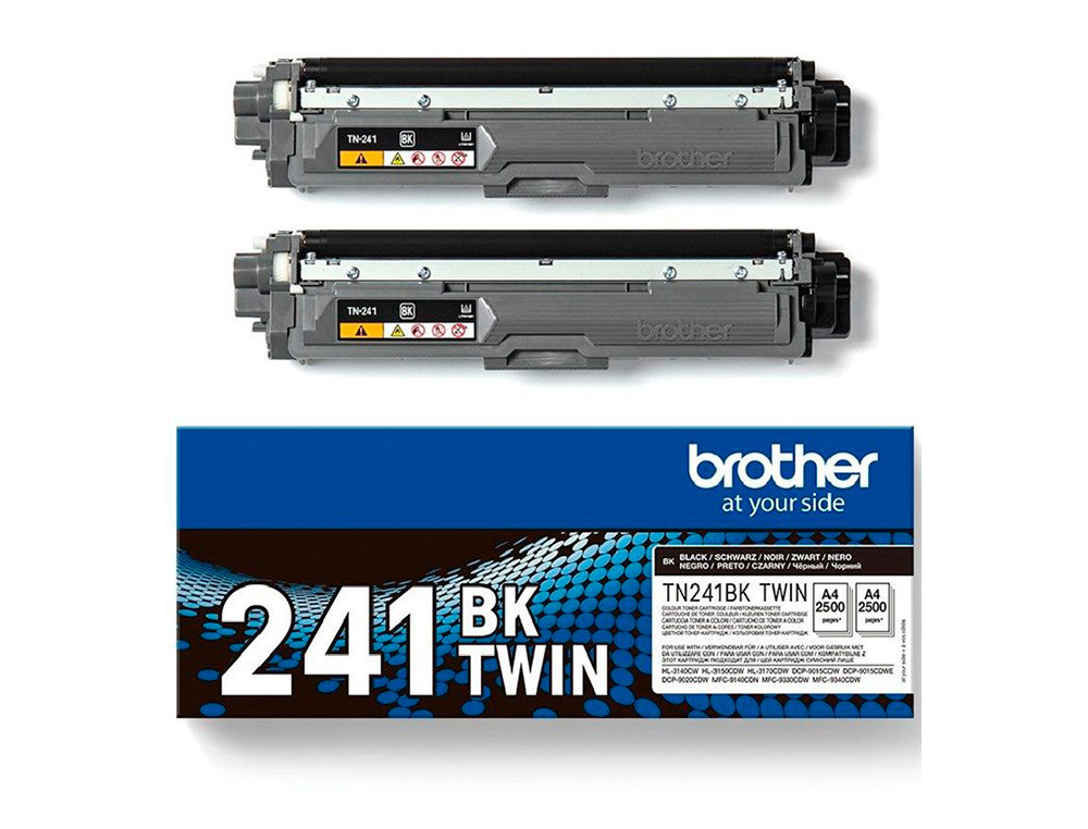 Toner brother tn241bktwin hl3140 / 3170 / 3150 / dcp9020 / mfc9140 / 9330 / 9340 negro 2500 paginas pack