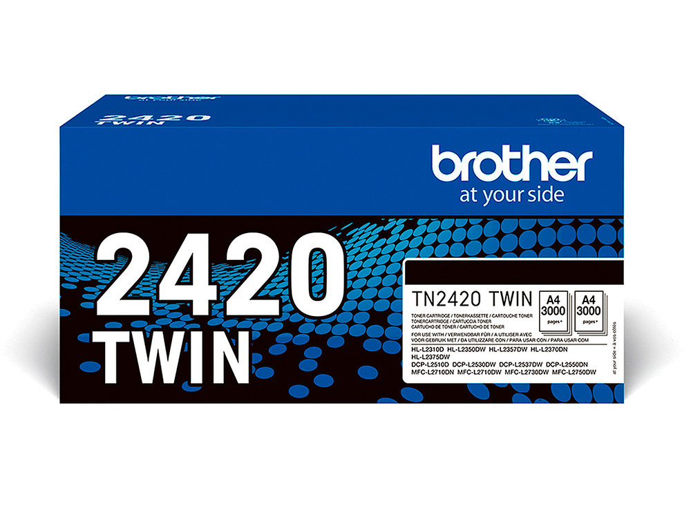 Toner brother tn2420twin para dcp-l2510/ 2530 / 2550 / hl-l2375 negro 3000 paginas pack 2 unidades