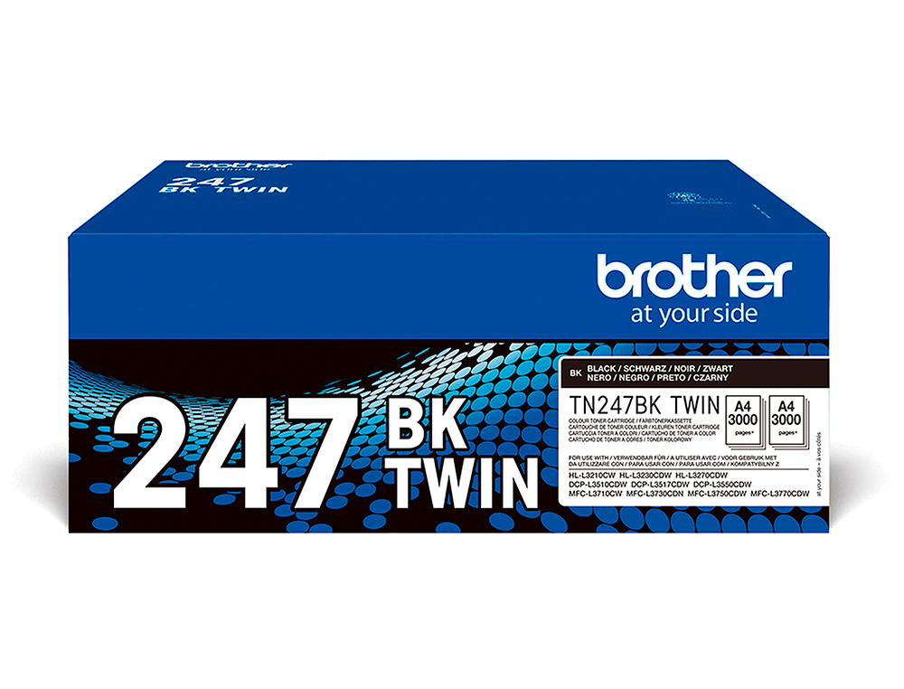 Toner brother tn247bk dcp-l3510cdw / hl-l3270cdw / mfc-l3710cw negro 3000 paginas pack 2 unidades